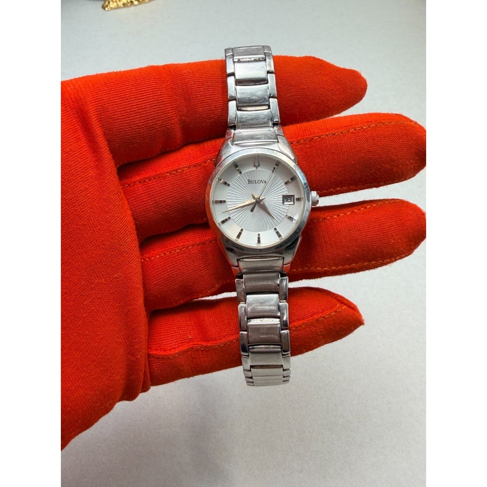 Bulova Silver Tone Date Window Classic Bracelet Watch C860980 for Ladies
